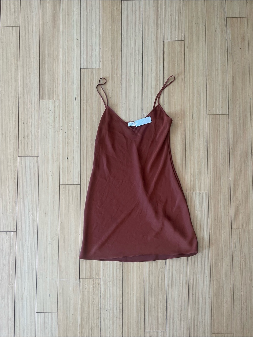 Aritzia Wilfred “Only mini” slip dress in rustwood